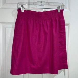 J. Crew Linen Blend Pink Pull On mini Skirt Sz 4 Pockets lined